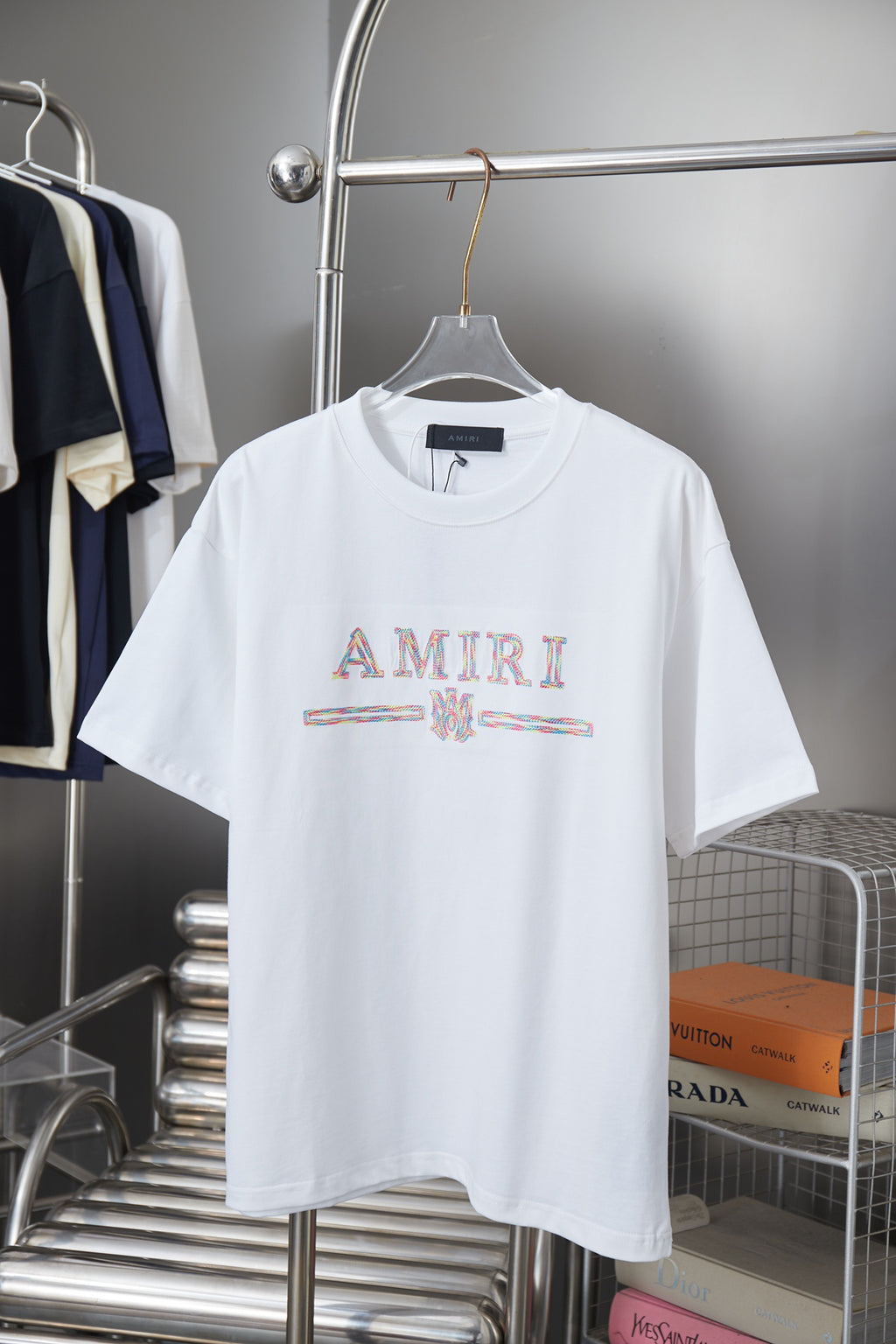 AMIRI Multicolor Collegiate Logo Short‑Sleeve T‑Shirt