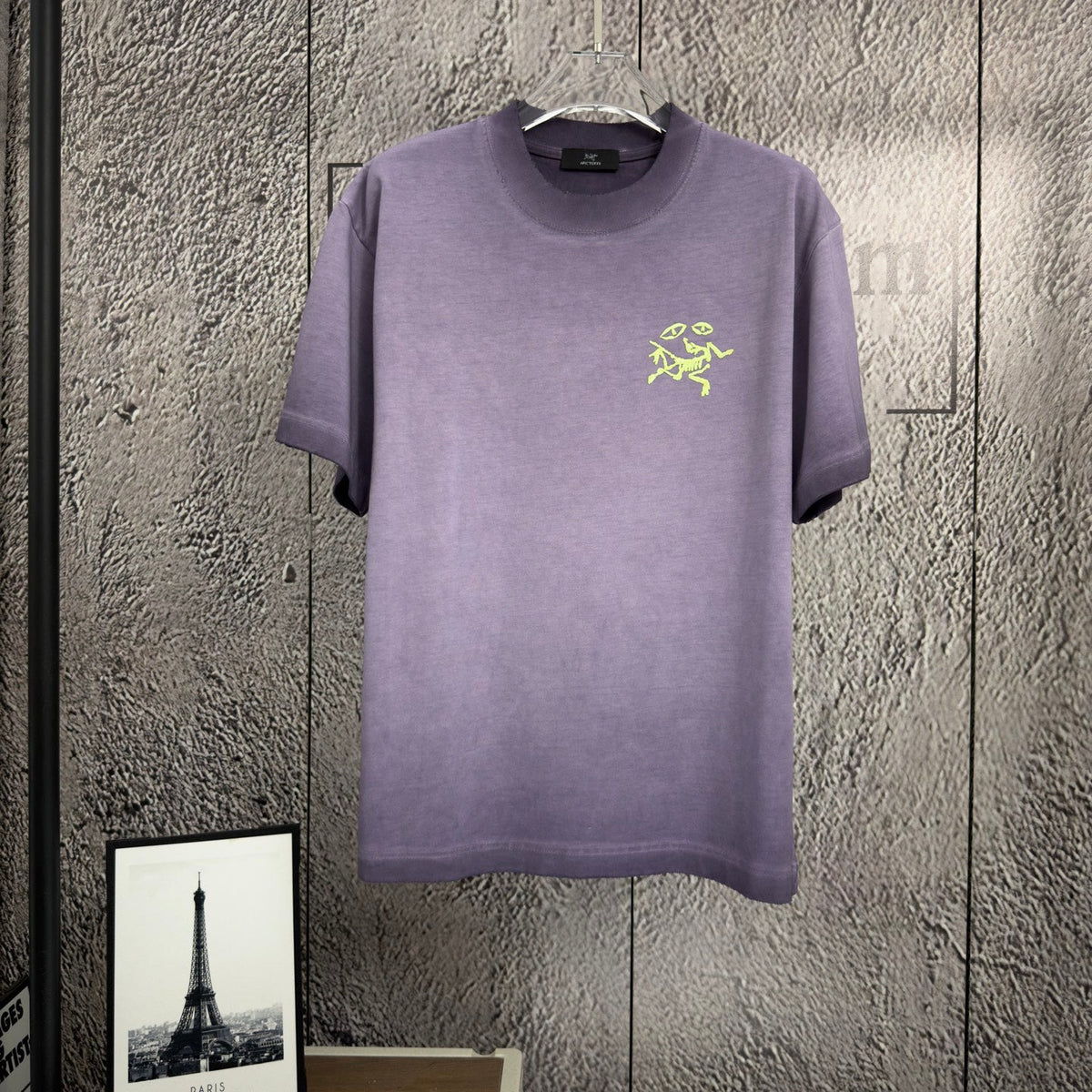 2026 Spring Summer Arc'teryx Washed Distressed T‑Shirt | Front‑Back Flocking Heat‑Press Skeleton Tee Unisex