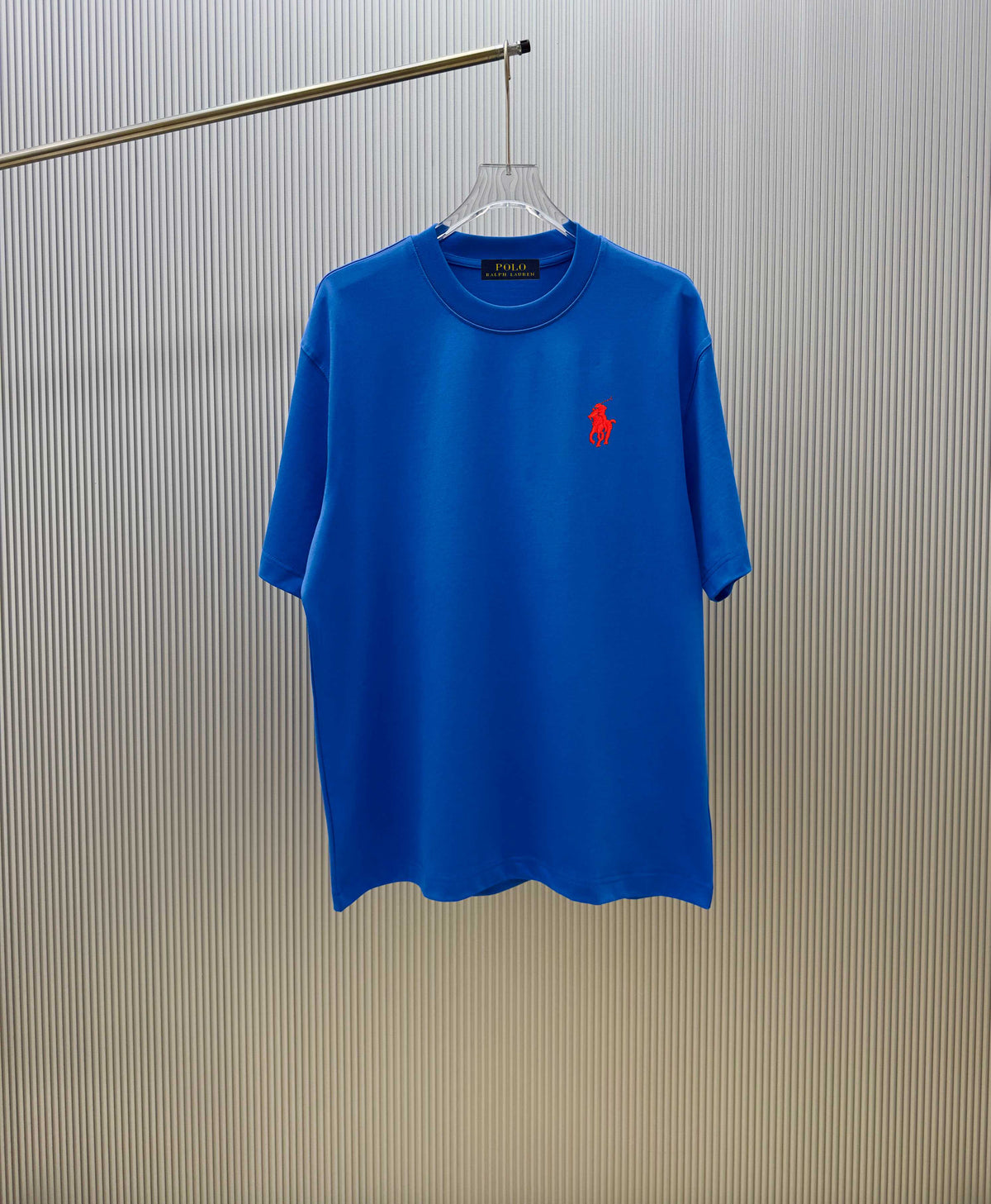 Men's Crew‑Neck Short‑Sleeve T‑Shirt with Red Pony Embroidery