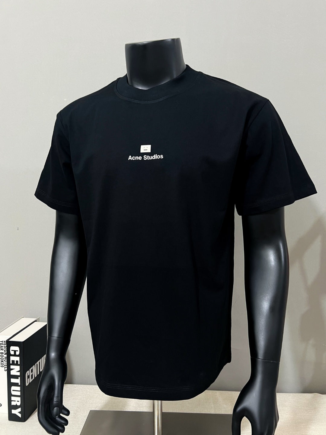 Acne Studios Square‑Face‑Icon Chest‑Print Oversized Crew‑Neck T‑Shirt