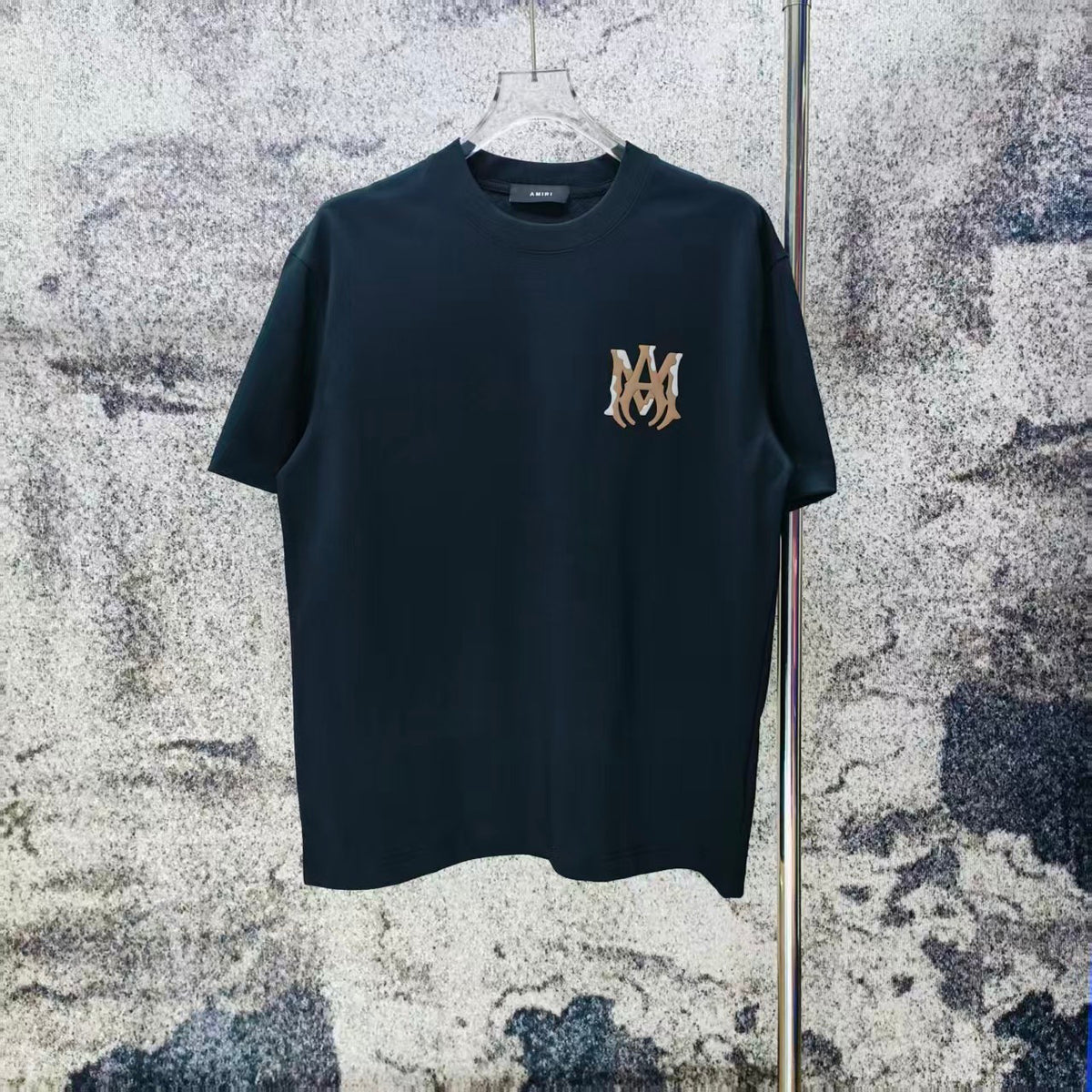AMIRI Two‑Tone MA Monogram Chest Graphic Short‑Sleeve Tee