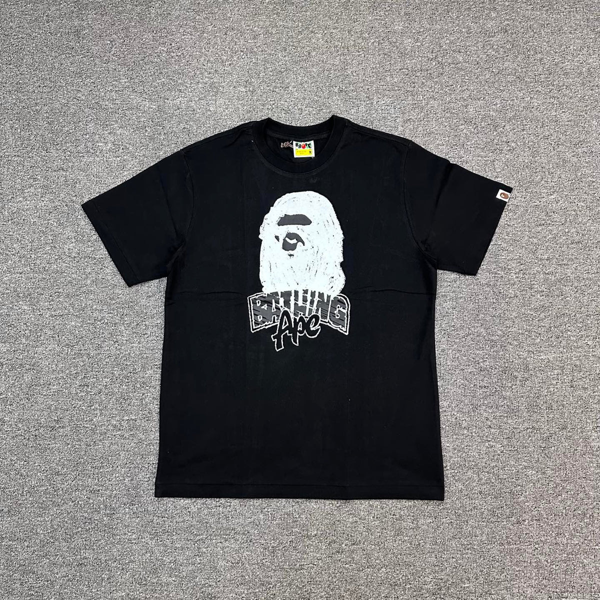 BAPE FW25 Hand-Drawn Graffiti Ape Head T-Shirt - White / Black