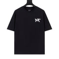 Arc'teryx Distressed Bird Logo Front & Grid Graphic Back Crew Neck Short‑Sleeve T‑Shirt, Unisex Relaxed Fit Tee