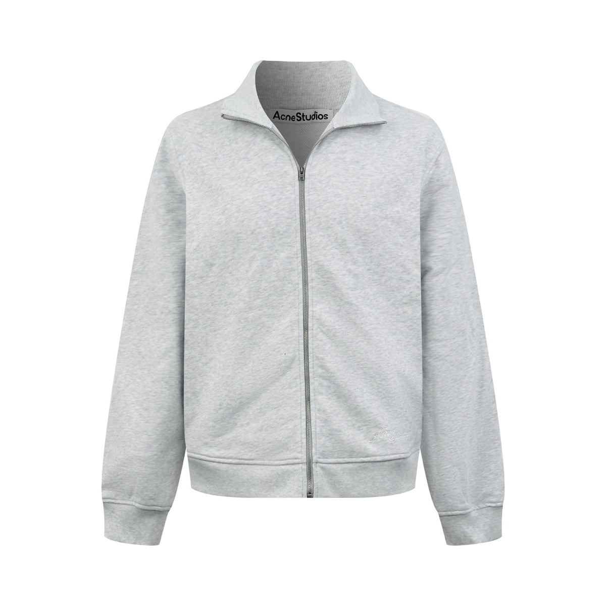 Acne Studios Full‑Zip Stand Collar Tone‑on‑Tone Script Sweat Jacket