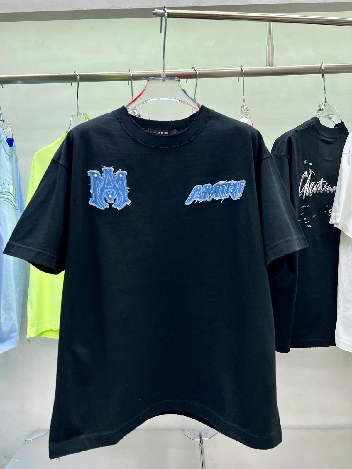 AMIRI Denim Patch MA Logo Short-Sleeve Crew Neck T-Shirt