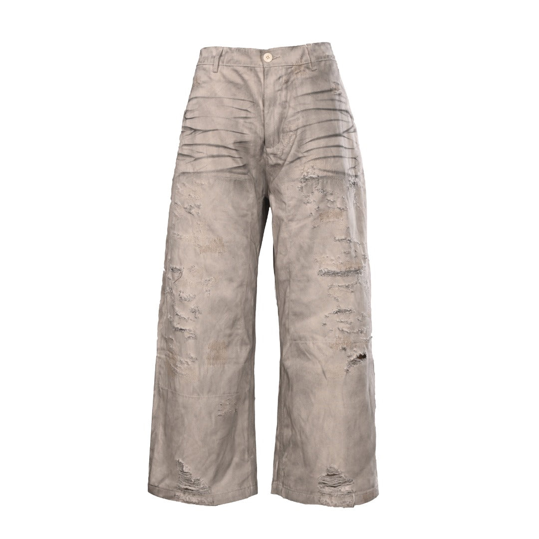 Acne Studios Patch‑Repair Distressed Wide‑Leg Jeans
