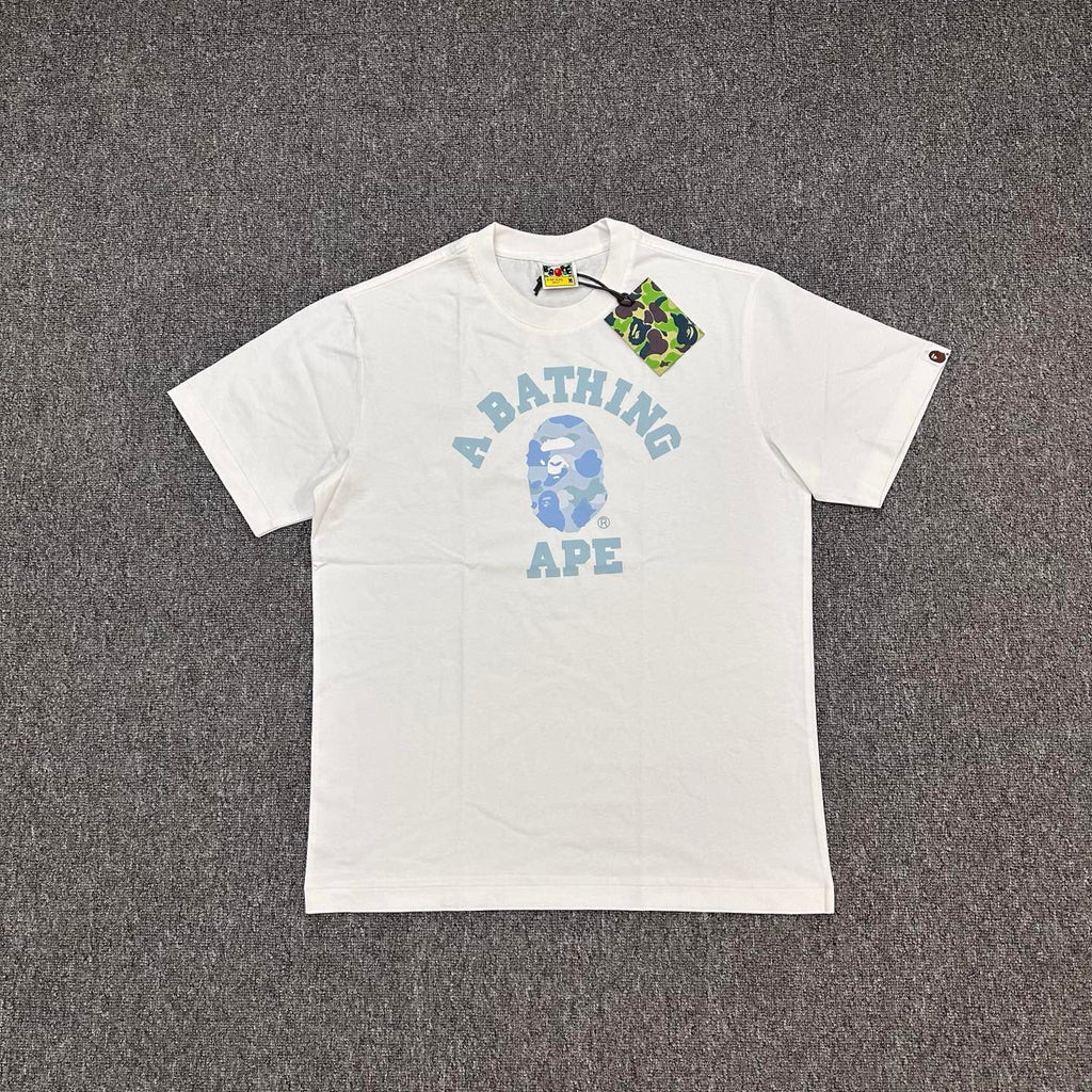 BAPE SS26 ABC Camo Ape Head College T-Shirt — Blue Camo / Pink Camo