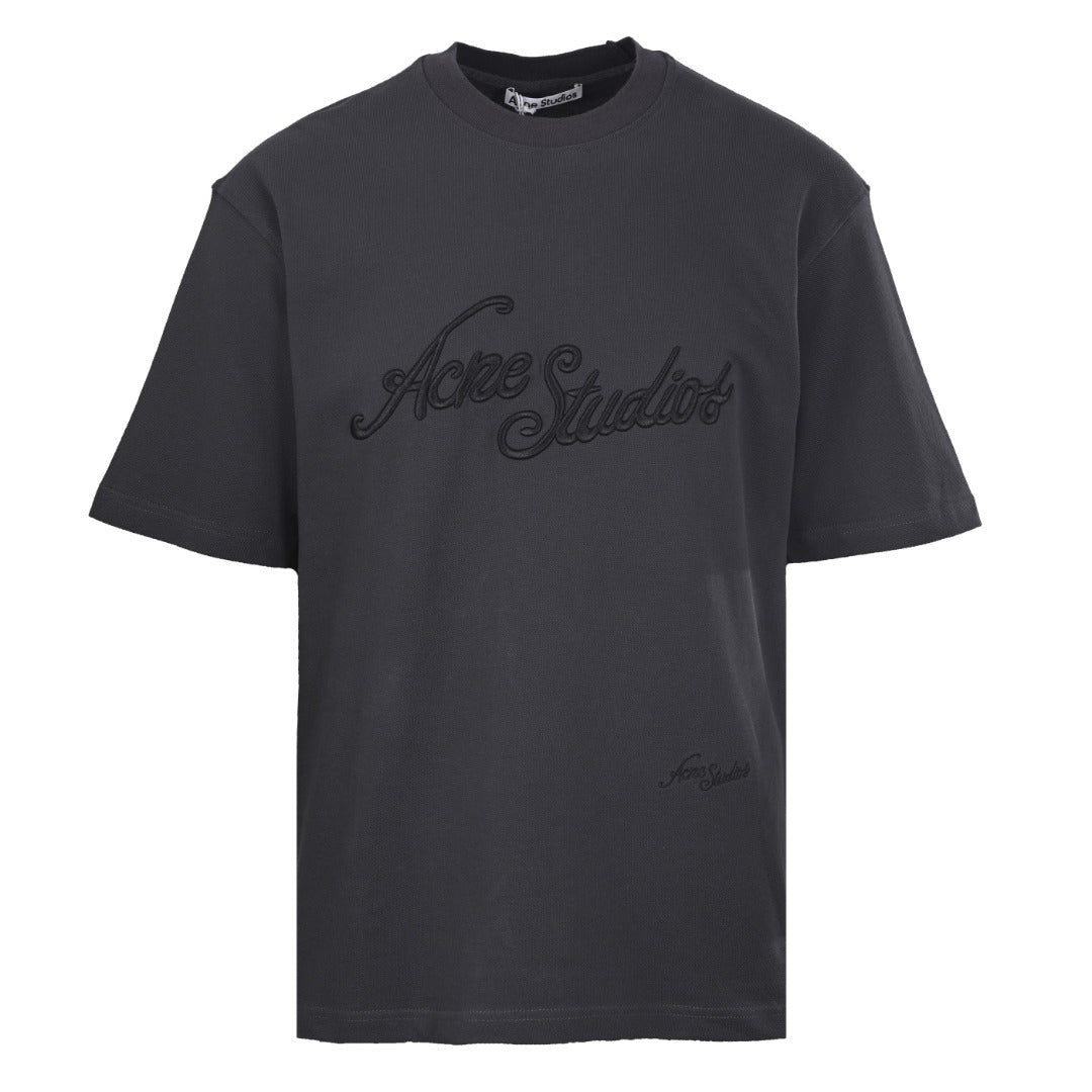 Acne Studios Script‑Embossed Textured‑Jersey Oversized Crew‑Neck T‑Shirt