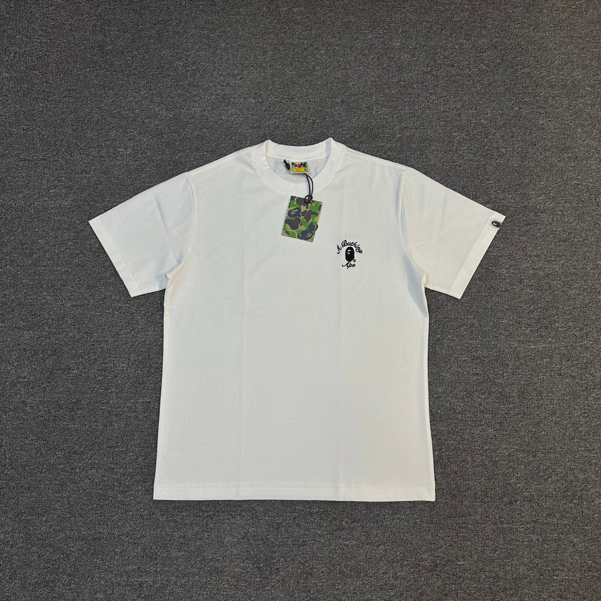 BAPE SS25 "A. Bathing Ape" Script Logo Left Chest Embroidered Oversized Heavyweight Unisex T-Shirt
