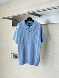 Ralph Lauren Men's Cable‑Knit Short‑Sleeve Polo Shirt With Black Pony Logo