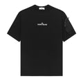 Stone Island Centre Chest Logo Crew Neck T-Shirt with Right Sleeve Nylon Zip Pocket