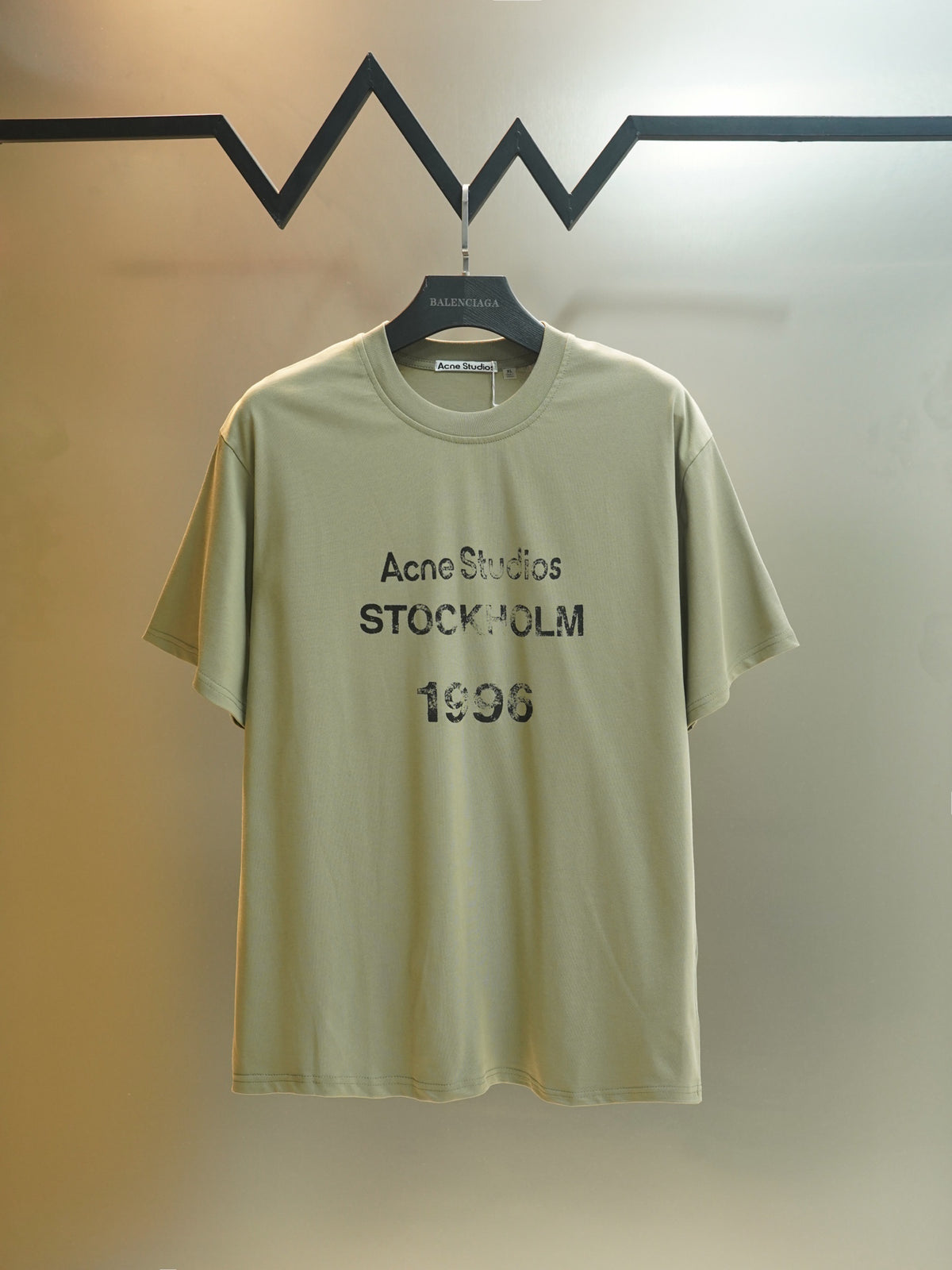 Acne Studios Stockholm 1996 Distressed Text‑Print Crew‑Neck Short‑Sleeve T‑Shirt