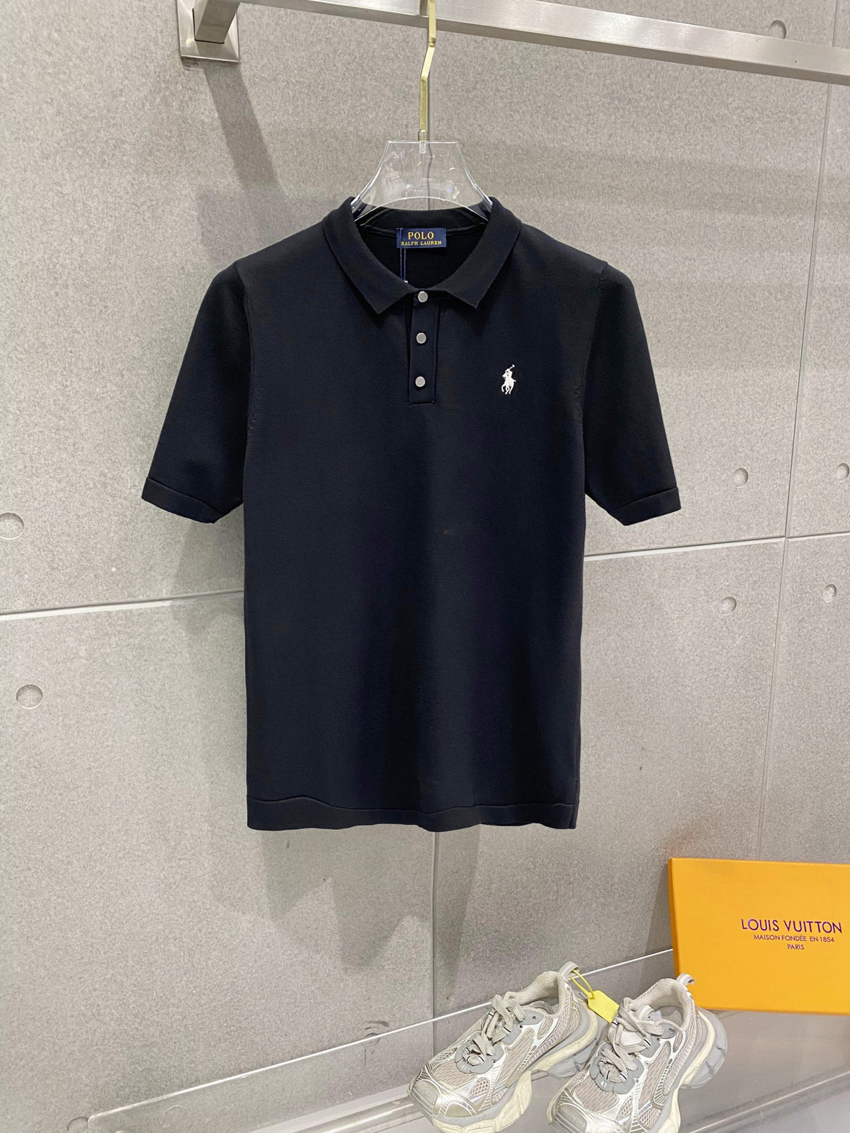 Ralph Lauren Men's Knit Short‑Sleeve Polo Shirt With Black Pony Logo