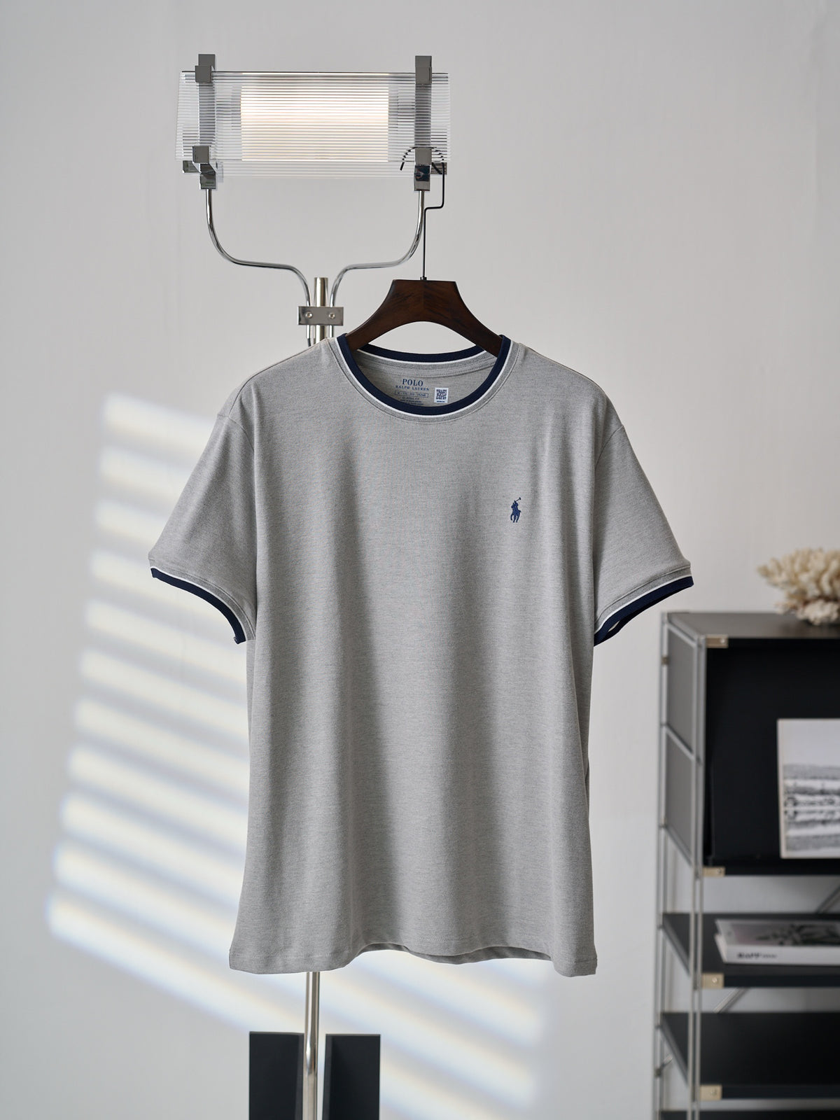 Ralph Lauren Men's Contrast‑Trim Crew‑Neck Short‑Sleeve T‑Shirt, Navy Pony Embroidery