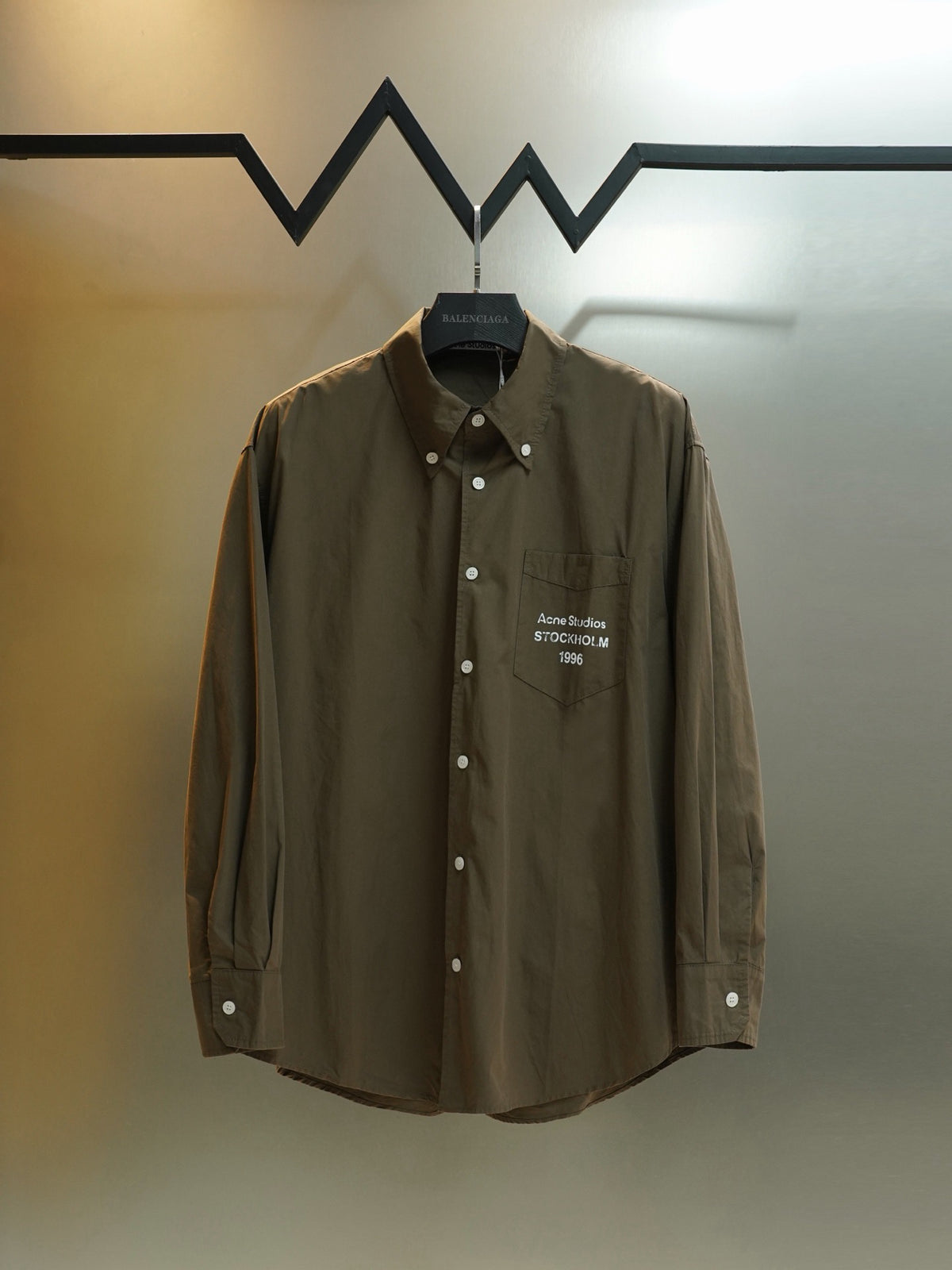 Acne Studios Stockholm 1996 Pocket‑Print Long‑Sleeve Button‑Down Shirt