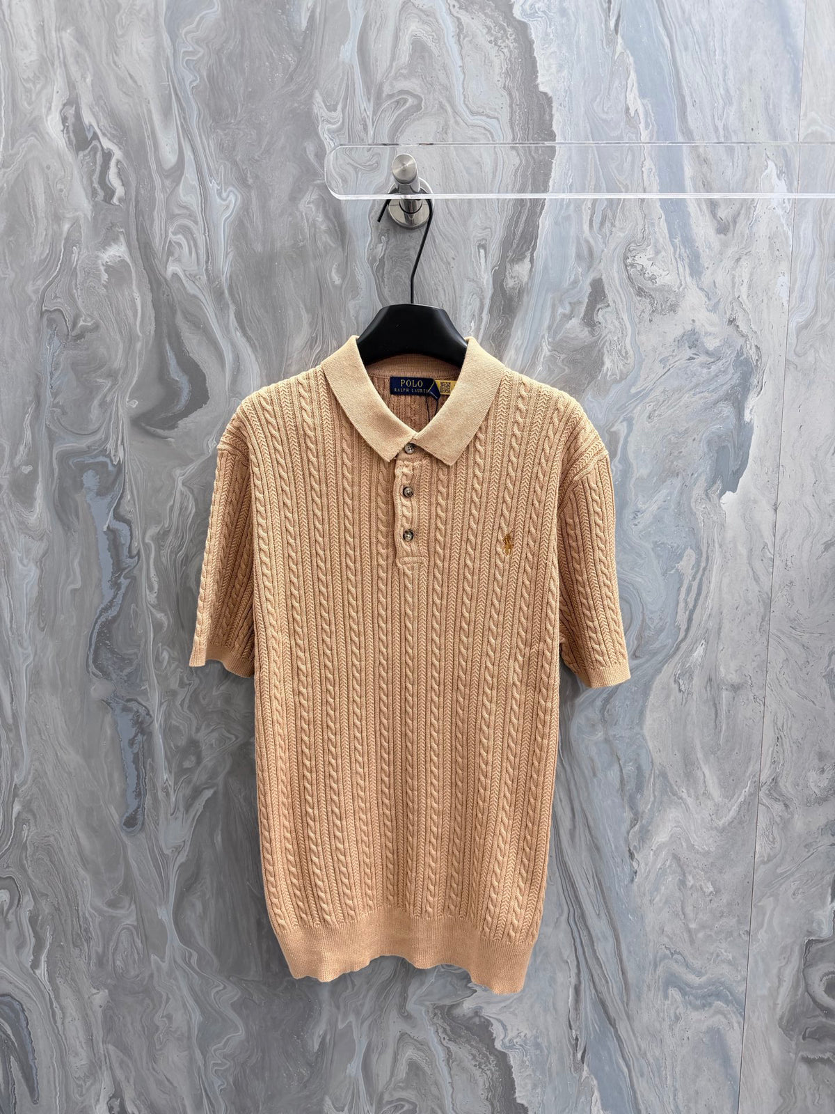 Ralph Lauren Men's Cable‑Knit Short‑Sleeve Polo Shirt