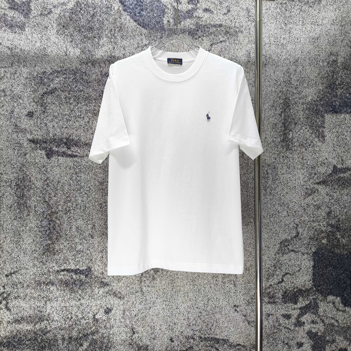 Men's Crew‑Neck Short‑Sleeve T‑Shirt with Small Blue Pony Embroidery