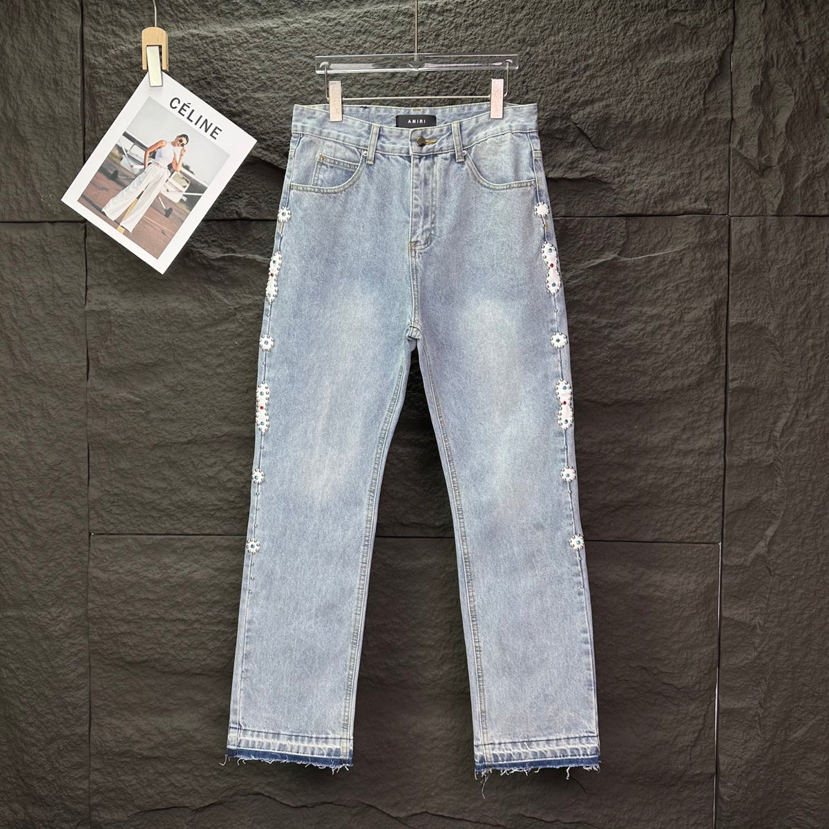 AMIRI Rhinestone‑Embellished Flared Denim Jeans