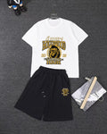 Amiri Hollywood Lion Graphic Short‑Sleeve T‑Shirt & Drawstring Shorts Two‑Piece Set