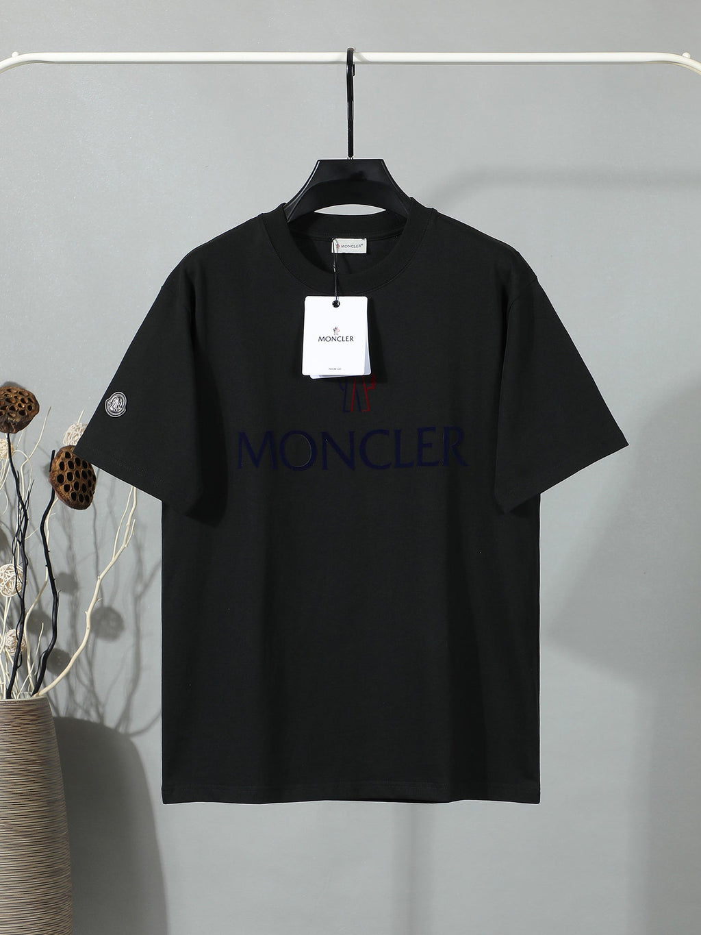Moncler Wordmark Logo Graphic Tee Black