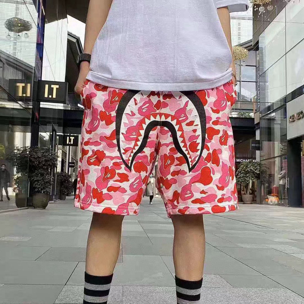 BAPE ABC Camo Shark Shorts - Pink