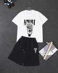 AMIRI Crystal‑Ball‑Hand Graphic Short‑Sleeve Tee & Drawstring Shorts Set
