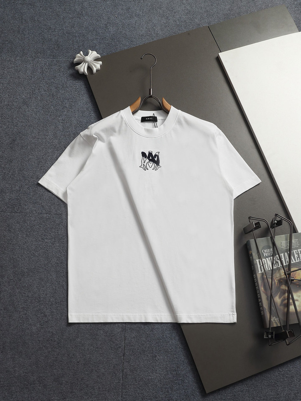 AMIRI MA Heart Motif Crew Neck Short‑Sleeve T‑Shirt