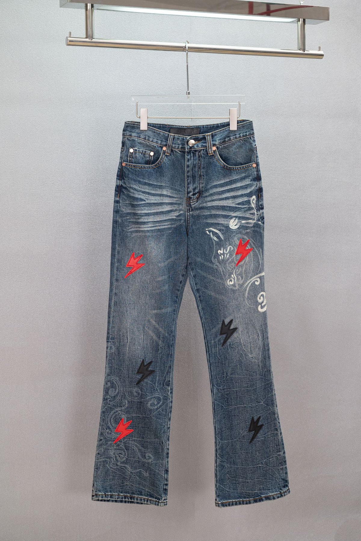 Acne Studios Lightning Embellished Flare Denim Jeans