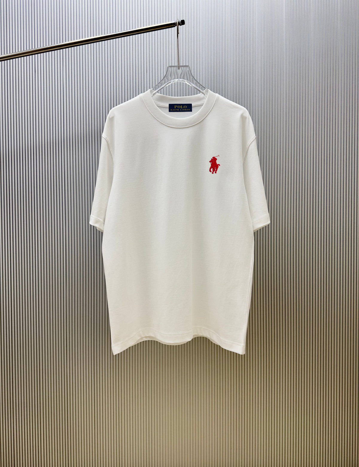 Men's Crew‑Neck Short‑Sleeve T‑Shirt with Red Pony Embroidery