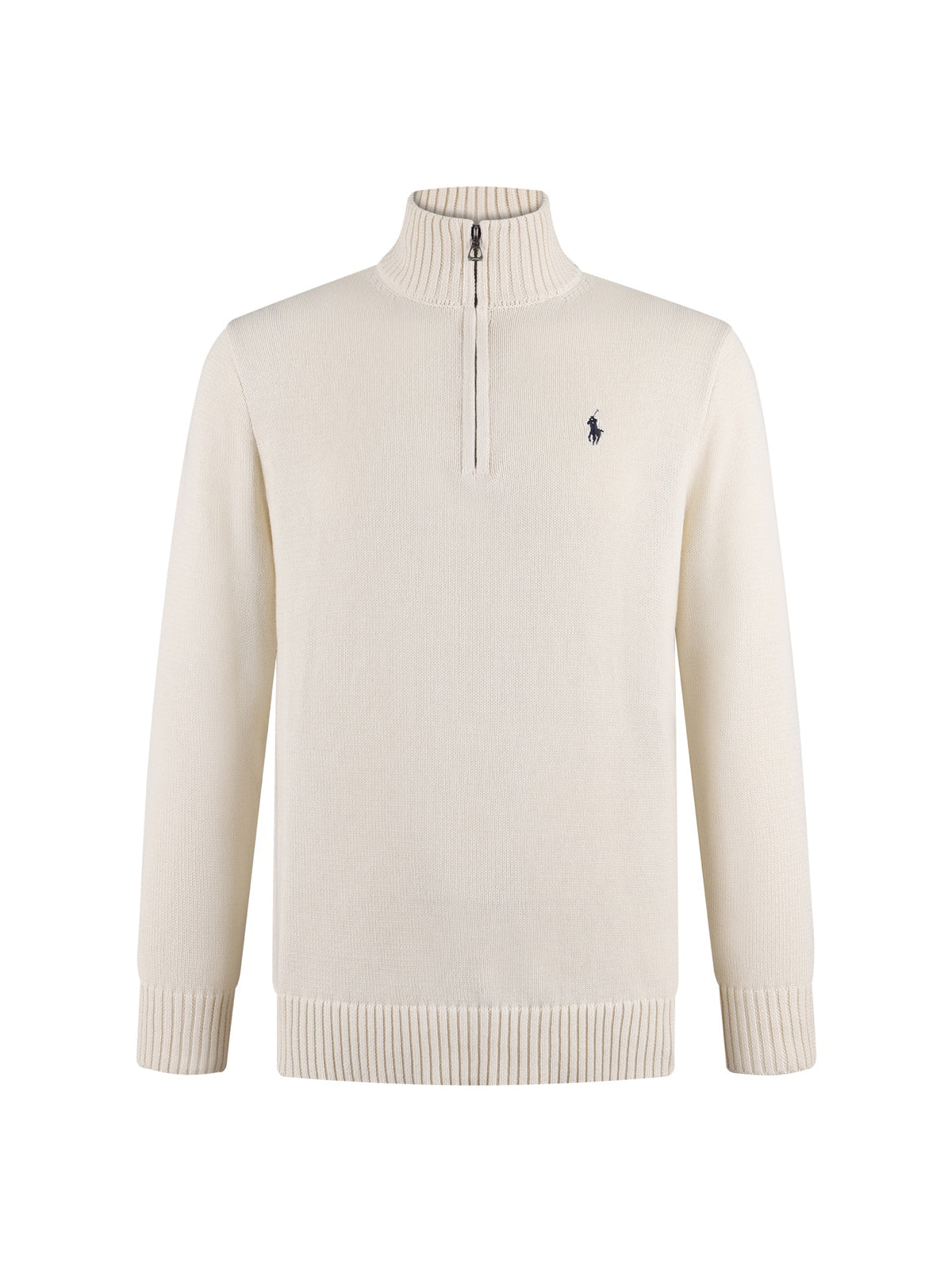 Polo Ralph Lauren Men’s Quarter‑Zip Knit Sweater With Red Pony Embroidery