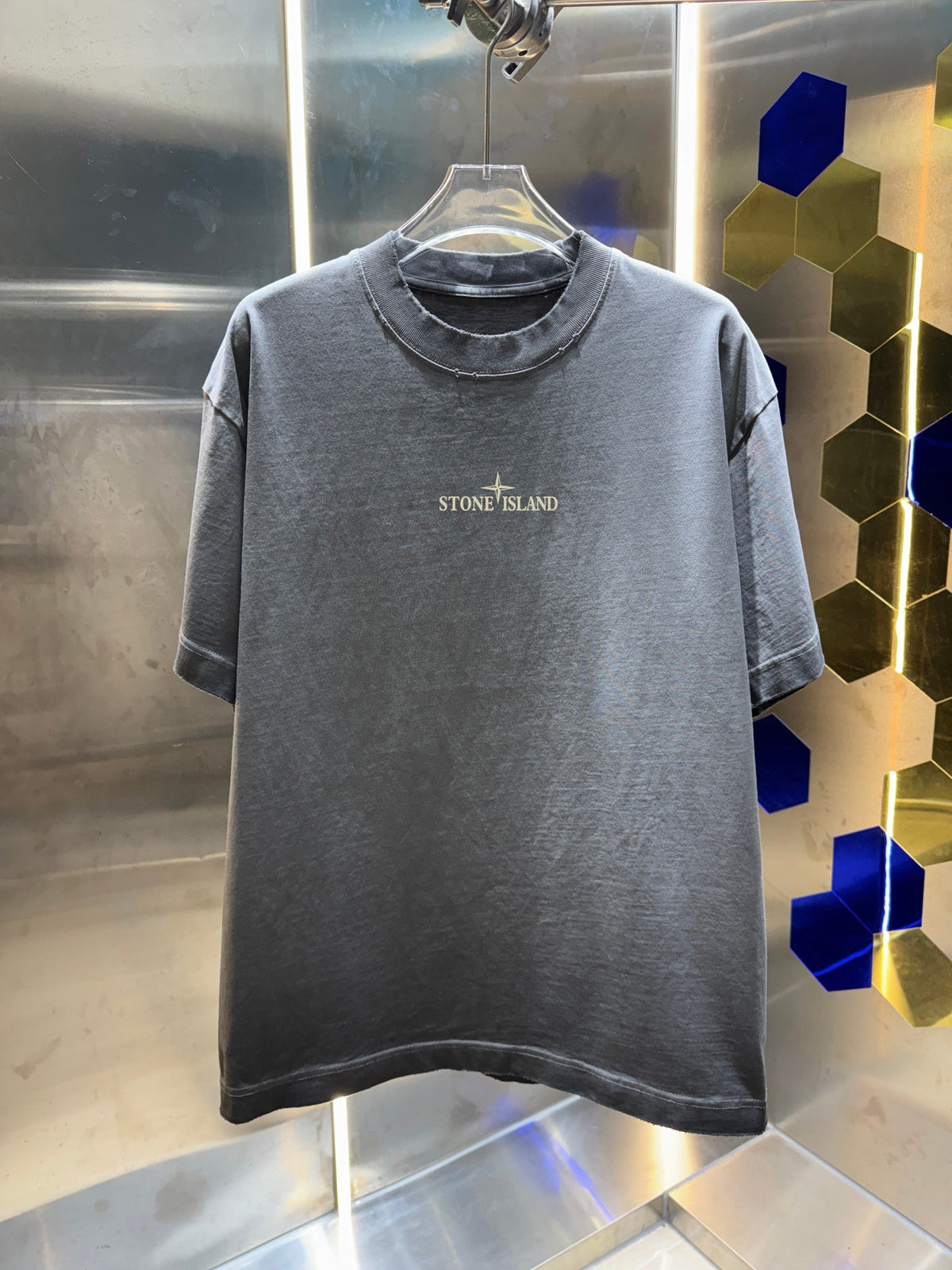 Stone Island 320gsm Washed Heavyweight Crew Neck T-Shirt with Embroidered Logo