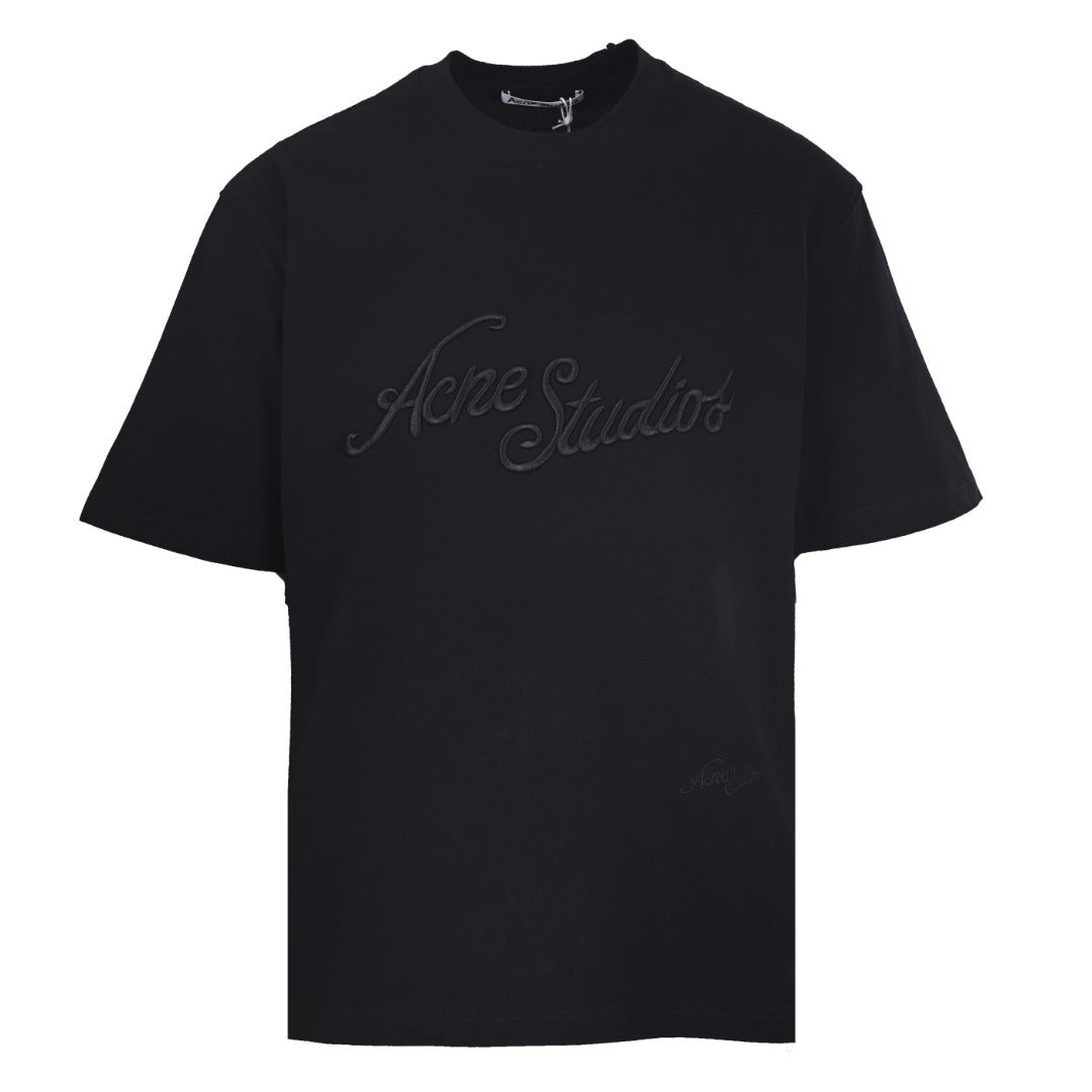 Acne Studios Script‑Embossed Textured‑Jersey Oversized Crew‑Neck T‑Shirt