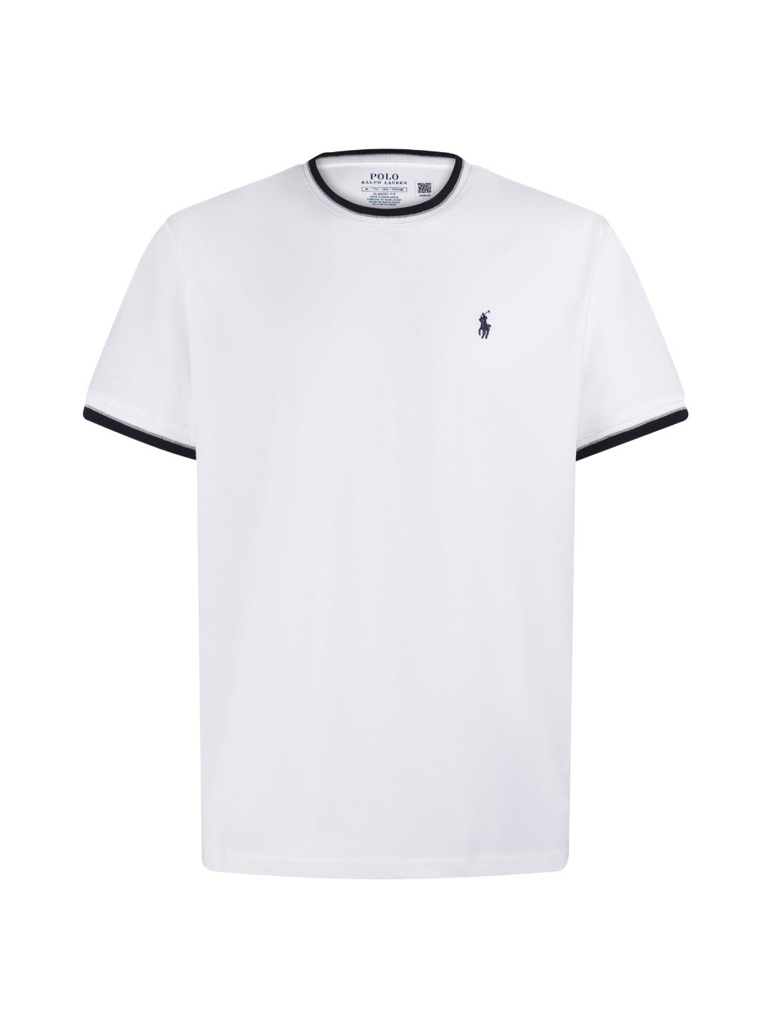 Men's Ringer‑Trim Crew‑Neck Short‑Sleeve T‑Shirt, Small Pony Embroidery