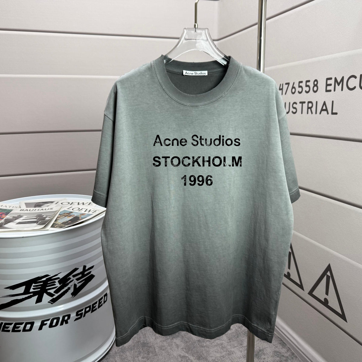 Acne Studios Stockholm 1996 Distressed‑Trim Crew‑Neck Short‑Sleeve T‑Shirt