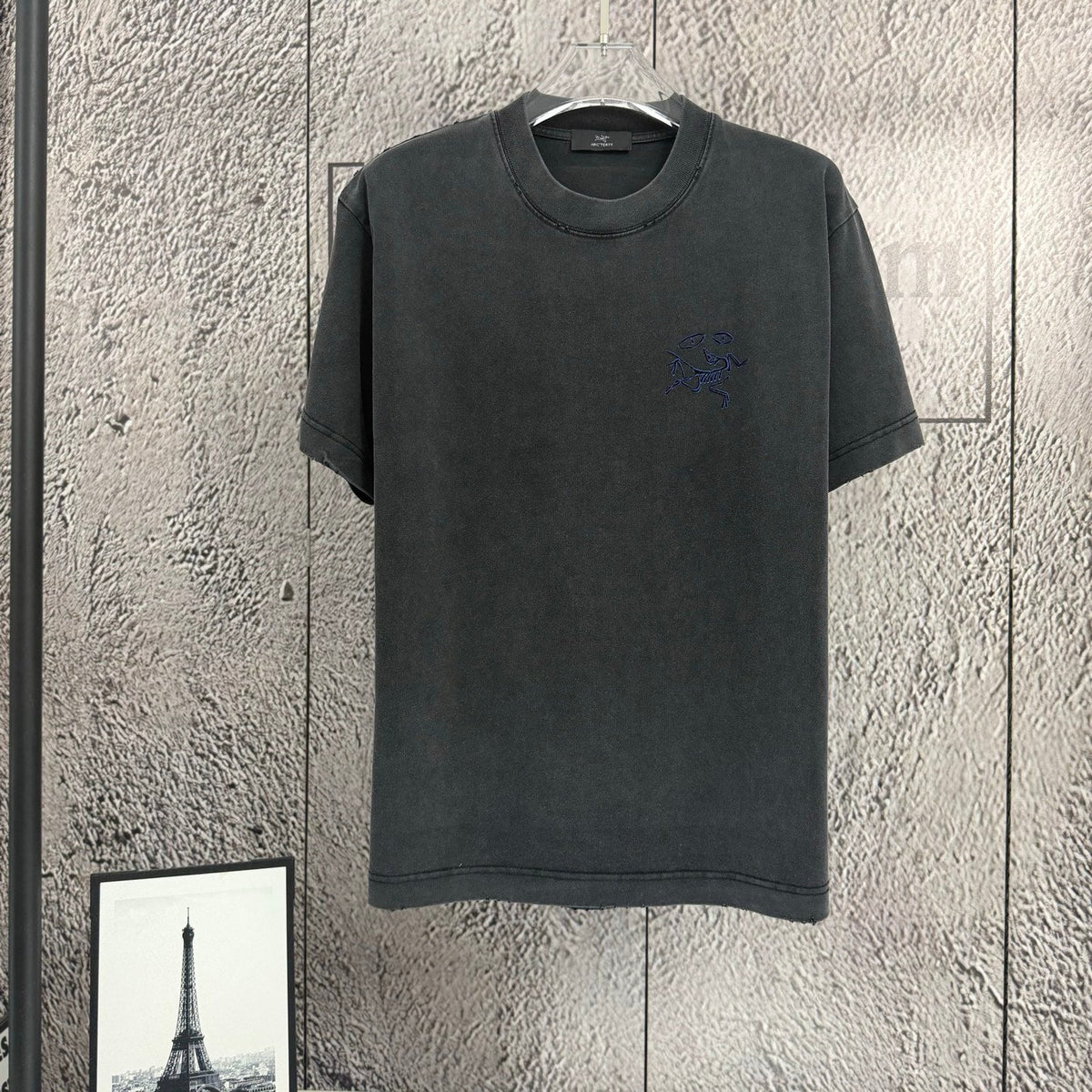 2026 Spring Summer Arc'teryx Washed Distressed T‑Shirt | Front‑Back Flocking Heat‑Press Skeleton Tee Unisex