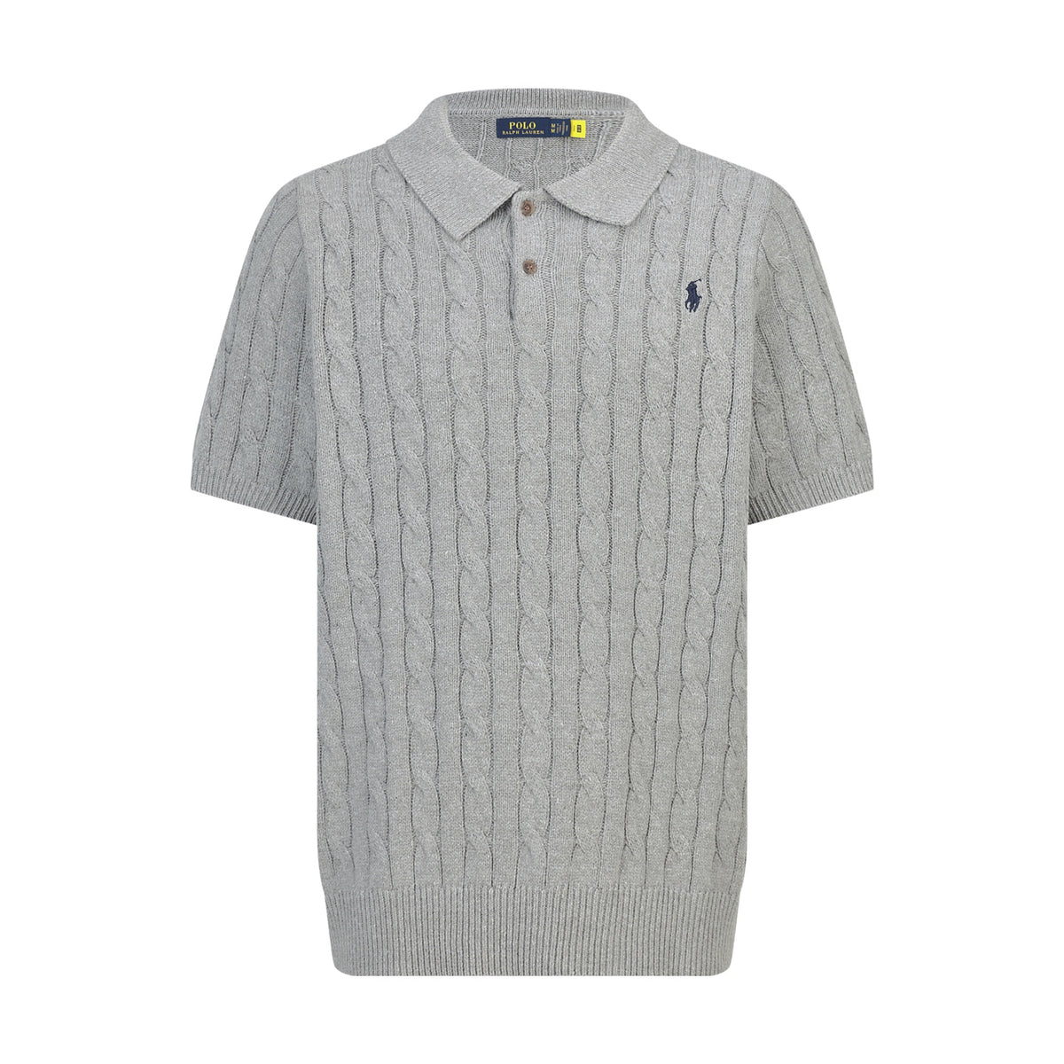 Polo Ralph Lauren Men’s Cable‑Knit Short‑Sleeve Polo Shirt With Navy Pony Embroidery