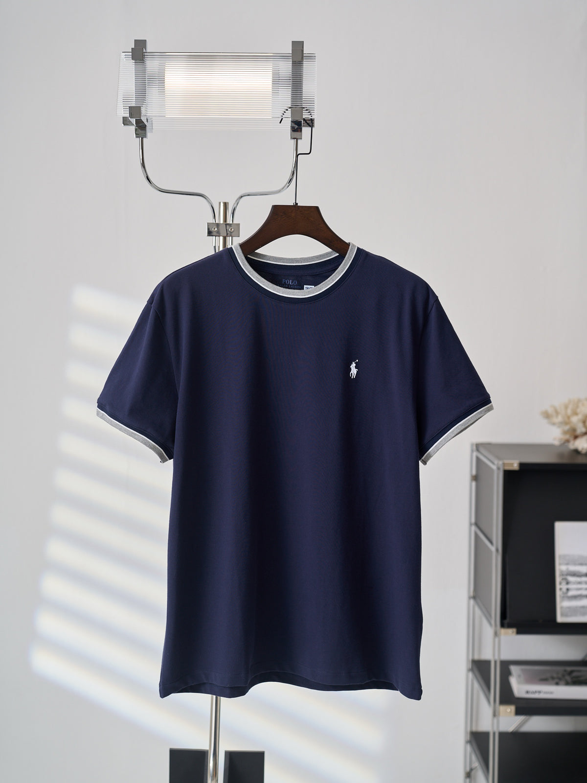 Ralph Lauren Men's Contrast‑Trim Crew‑Neck Short‑Sleeve T‑Shirt, Navy Pony Embroidery