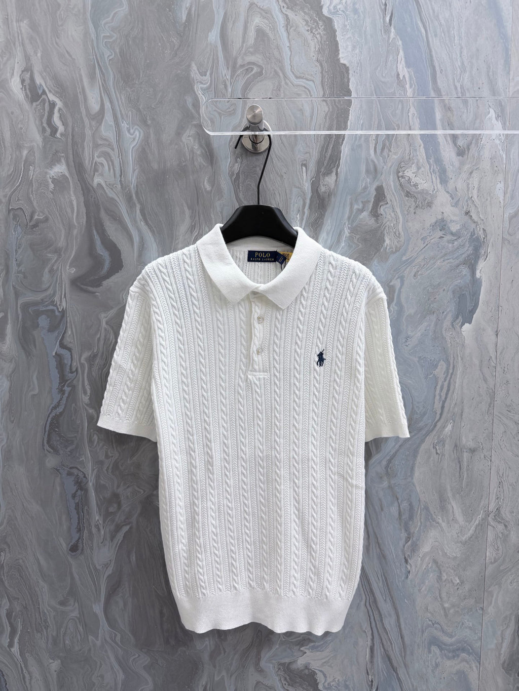 Ralph Lauren Men's Rib‑Knit Johnny Collar Short‑Sleeve Polo Shirt