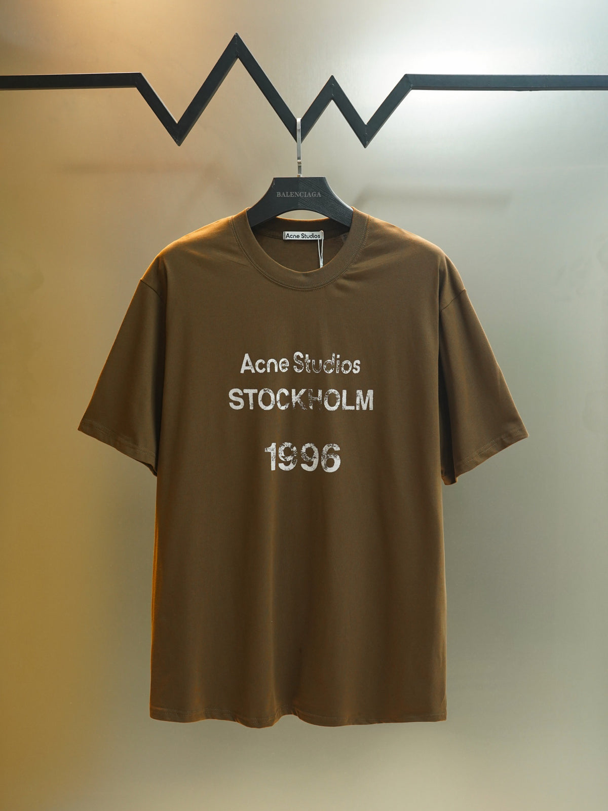Acne Studios Stockholm 1996 Distressed Text‑Print Crew‑Neck Short‑Sleeve T‑Shirt