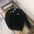 Stone Island Fine-Knit Crew Neck Pullover Sweater with Chest Compass Badge