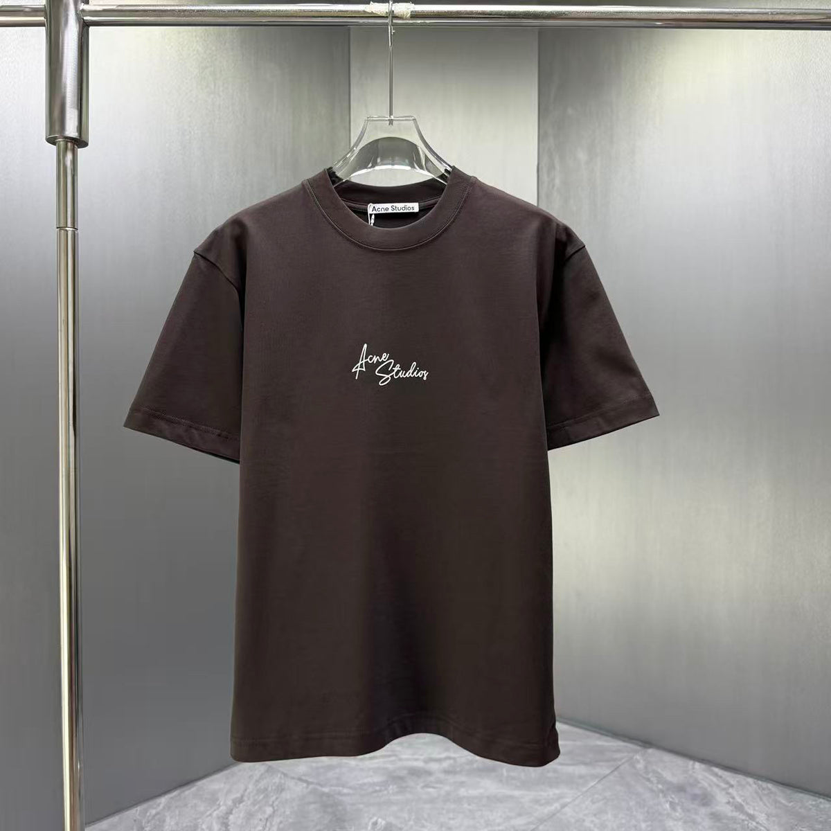 Acne Studios Chest Script‑Logo Crew‑Neck Short‑Sleeve T‑Shirt