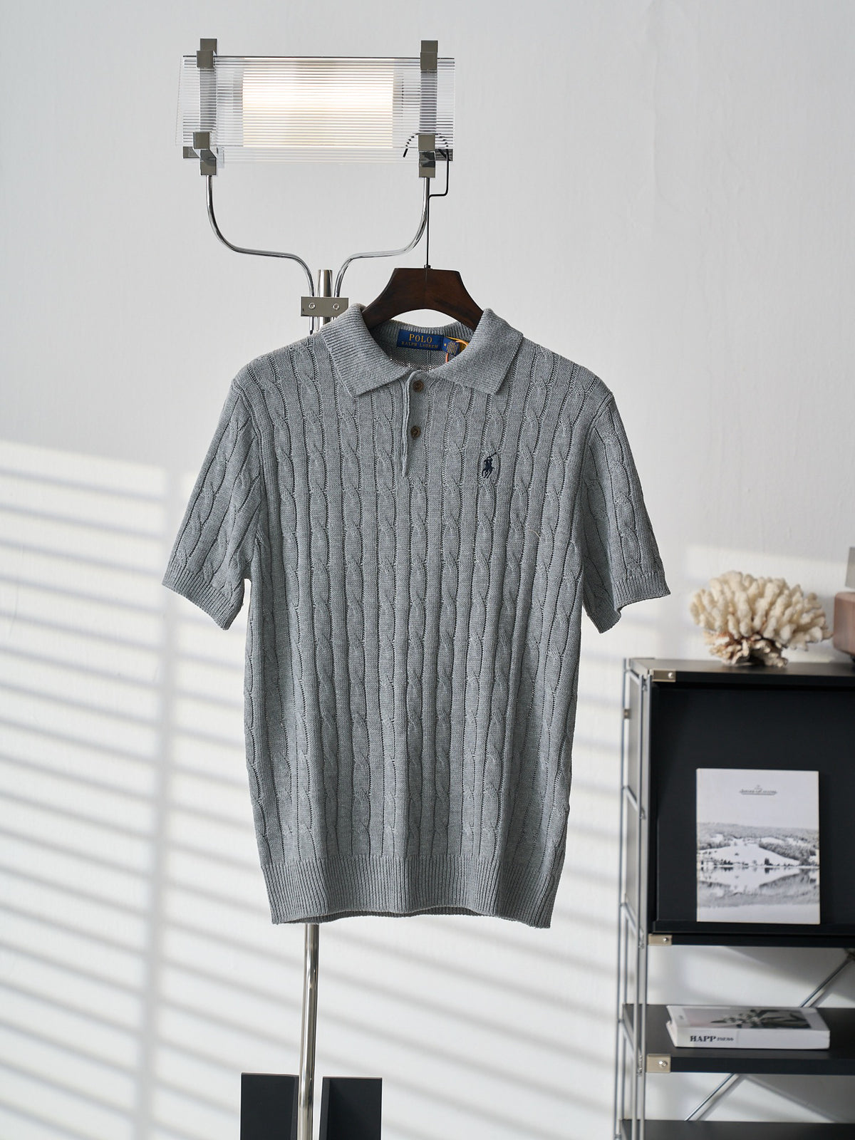 Ralph Lauren Men's Cable‑Knit Short‑Sleeve Polo Shirt