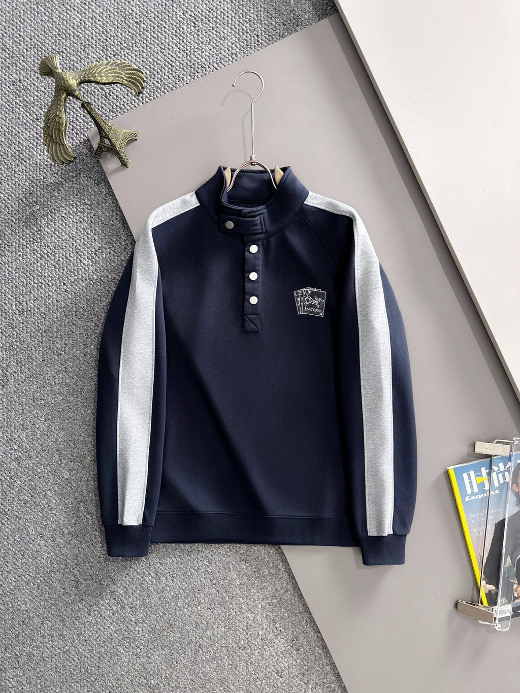 Arc'teryx 25SS Colorblock Stand Collar Snap Sweatshirt | Navy