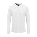 Men's Long‑Sleeve Henley Shirt With Small Blue Pony Embroidery