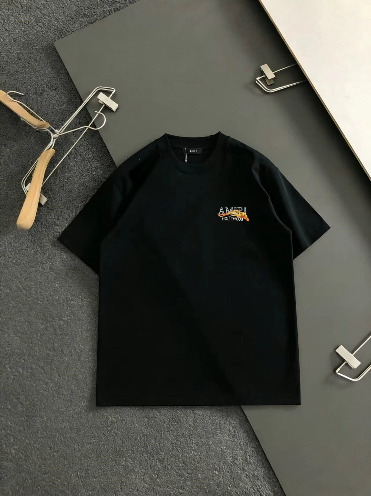 Amiri Hollywood Small Chest Graphic Crew‑Neck Short‑Sleeve T‑Shirt