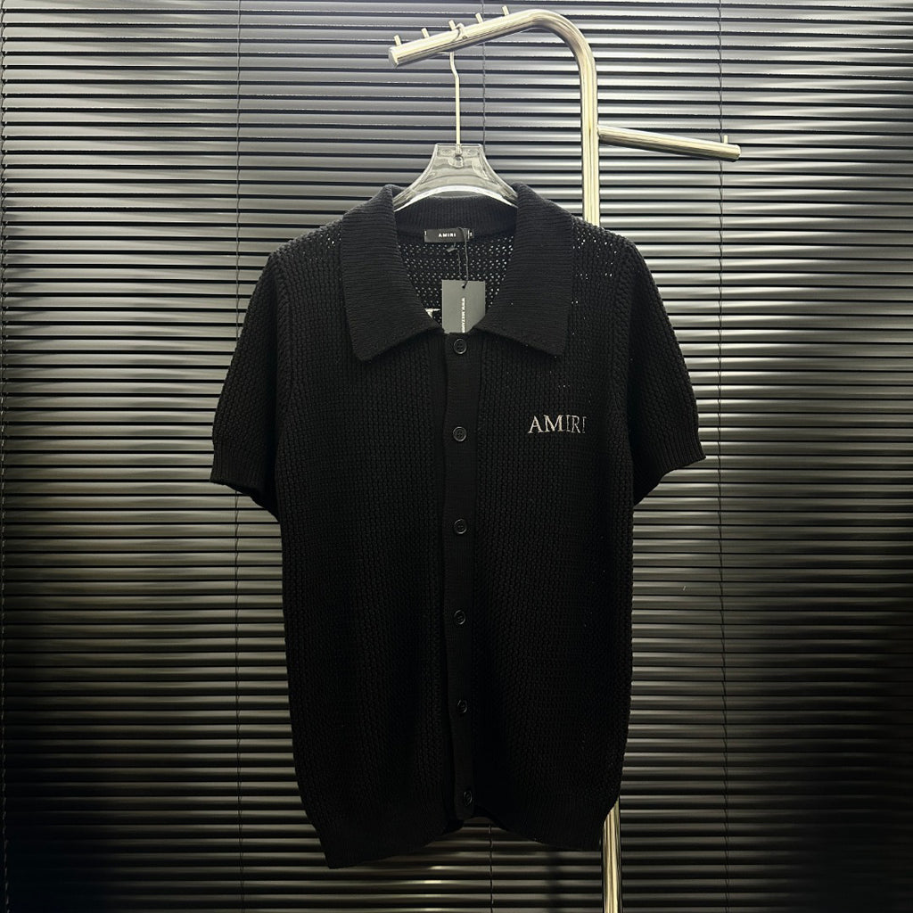 AMIRI Minimal Logo Short‑Sleeve Knit Cardigan
