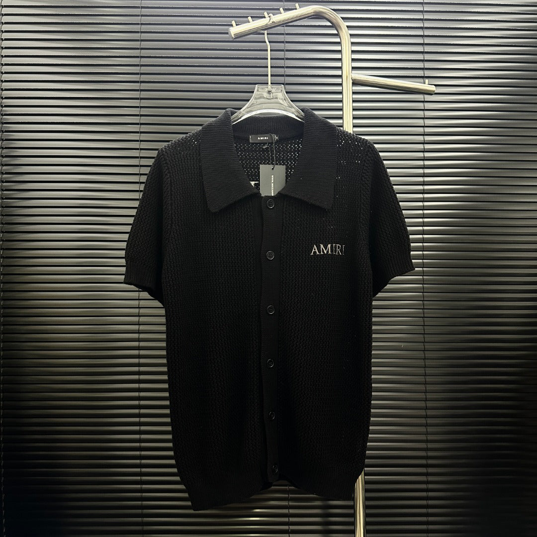 AMIRI Minimal Logo Short‑Sleeve Knit Cardigan