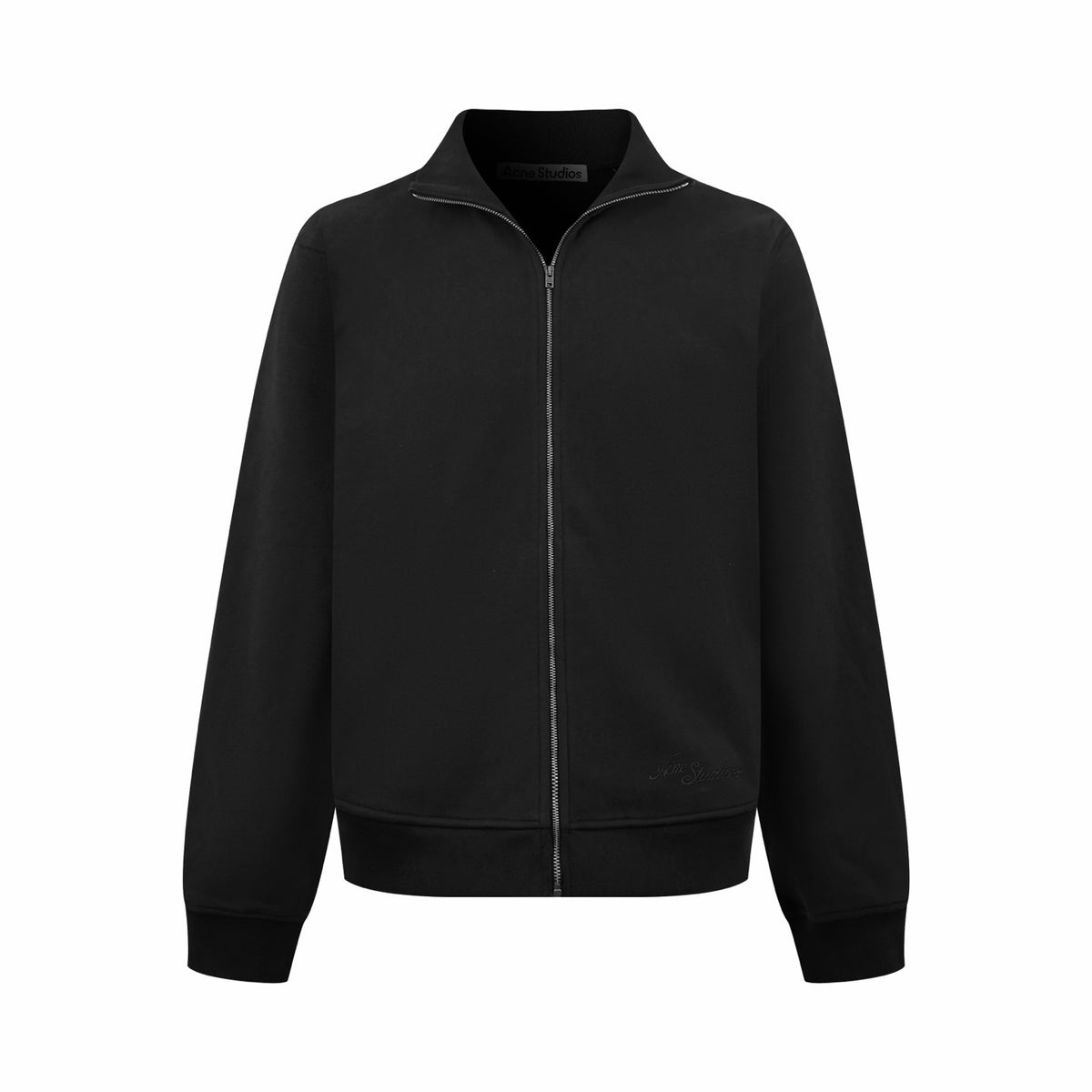 Acne Studios Full‑Zip Stand Collar Tone‑on‑Tone Script Sweat Jacket