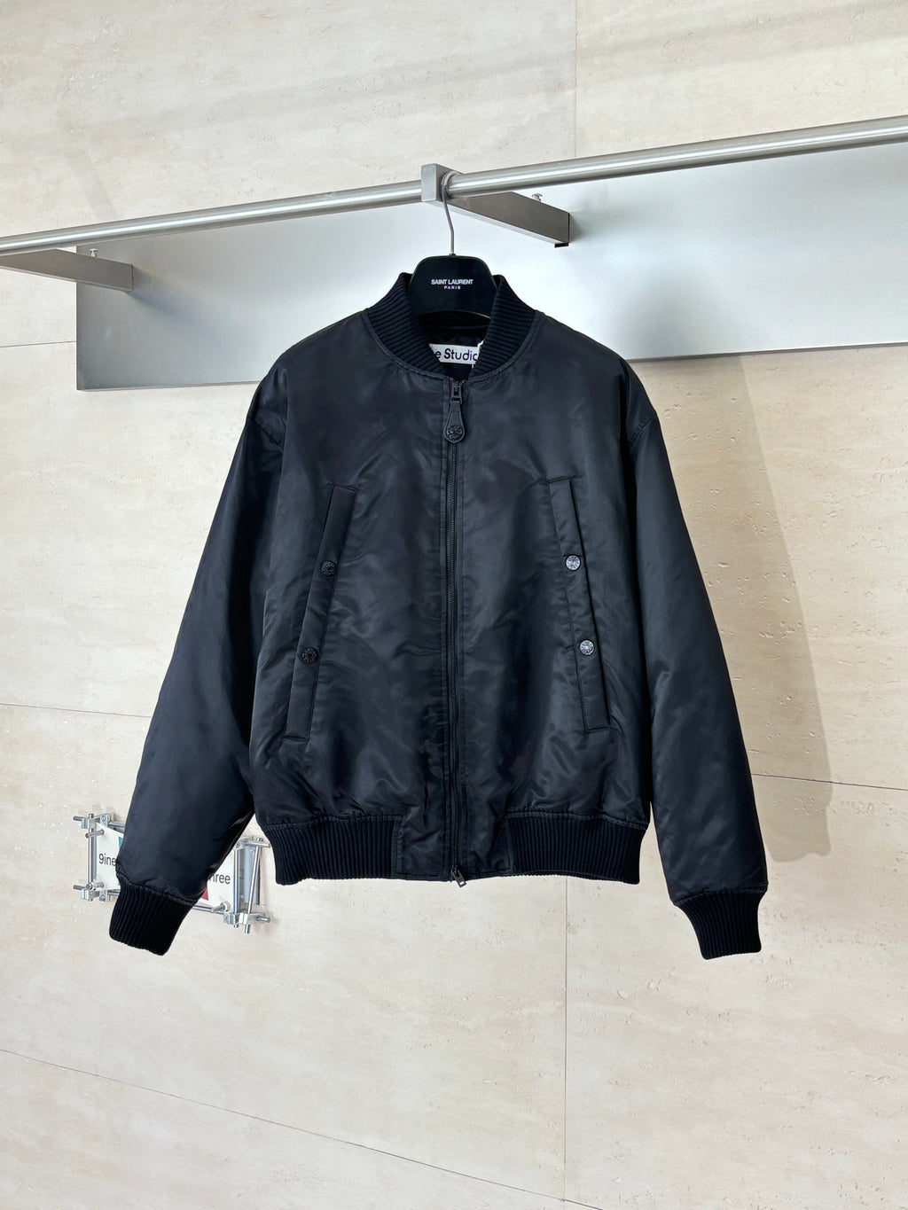 Acne Studios Ribbed Collar Zip‑Up Oversized Bomber Jacket