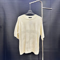 AMIRI Number Motif Mesh Knit Short‑Sleeve Sweater